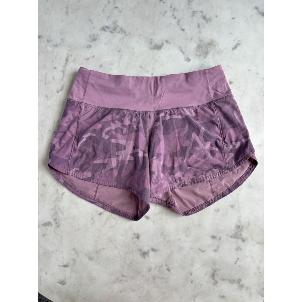 Lululemon Speed Up Shorts Long 4" Updated Fit Incognito Camo Pink/Taupe Purple 4
